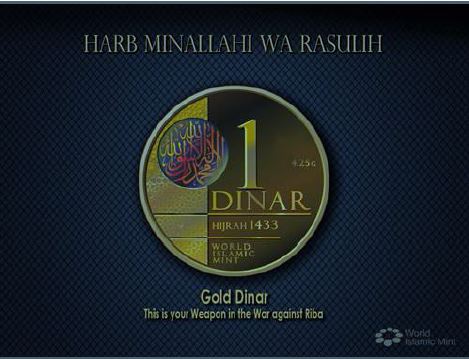 Koin emas dinar atau Gold Dinar keluaran World Islamic mint seharga satu dinar (this is your weapon in the war against Riba)
